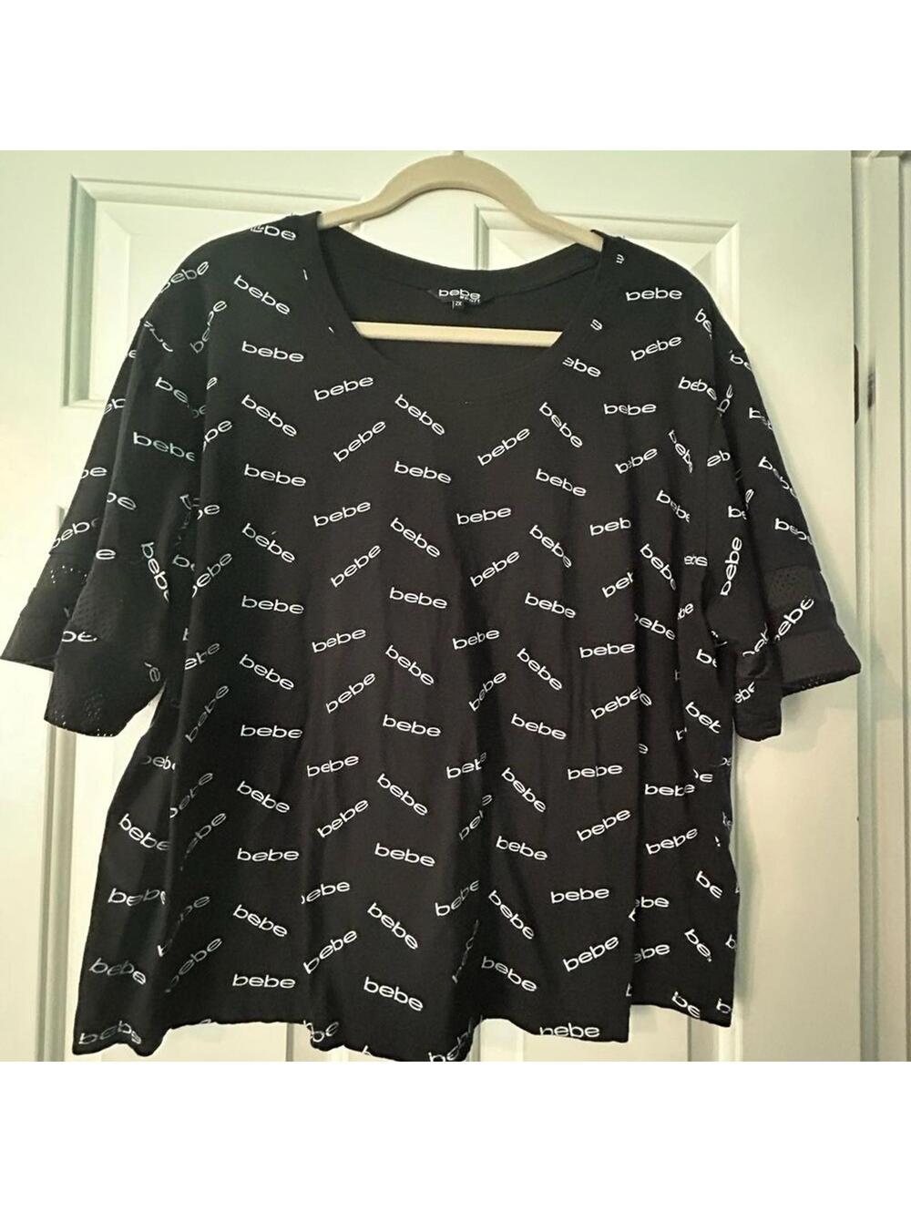 Bebe Sport Crop Tee Womens Size 2X Black